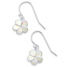 Load image into Gallery viewer, Sterling Silver Lab Created White Opal Plumeria Earrings