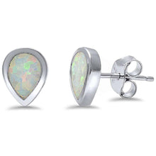 Load image into Gallery viewer, Sterling Silver Tear Shape White Opal Silver EarringsAndWidth 9mm