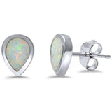 Sterling Silver Tear Shape White Opal Silver EarringsAndWidth 9mm