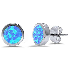 Load image into Gallery viewer, Sterling Silver Bezel Blue Fire Opal Silver EarringsAndWidth 8mm