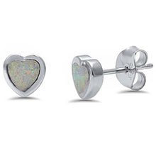 Load image into Gallery viewer, Sterling Silver Heart shape White Opal Stud Silver EarringsAndWidth 6 mm