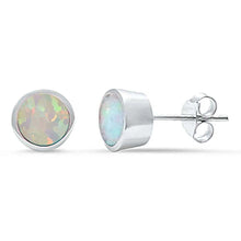 Load image into Gallery viewer, Sterling Silver White Opal Bezel Stud Earrings