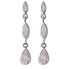 Load image into Gallery viewer, Sterling Silver Dangle Marquis and Pear Shape Blue Opal Silver Earrings