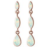 Sterling Silver Rose Gold Plated Dangle Marquis and Pear White Opal Earrings