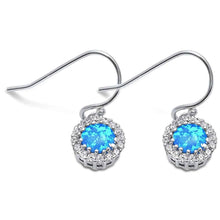 Load image into Gallery viewer, Sterling Silver Blue Opal and Cubic Zirconia Silver Earrings with CZ StonesAndWidth 21mm