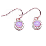 Sterling Silver Rose Gold Plated Pink Opal and Cubic Zirconia Silver Earrings with CZ StonesAndWidth 21mm