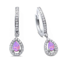 Load image into Gallery viewer, Sterling Silver Pink Opal And Cz Hoop Dangle .925 EarringsAnd Thickness 7mm