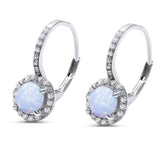 Sterling Silver Round White Opal and Cubic Zirconia Silver Earrings with CZ StonesAndWidth 20mm