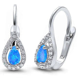 Sterling Silver Blue Opal and Cubic Zirconia Silver Earrings with CZ StonesAndWidth 16mm