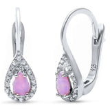 Sterling Silver Pink Opal & Cubic Zirconia .925 EarringAnd Width 16mm