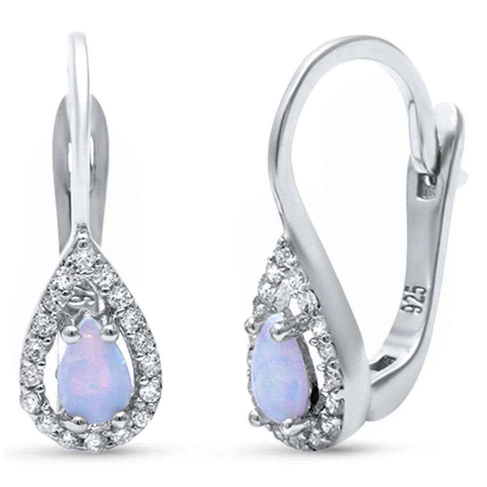 Sterling Silver White Opal and Cubic Zirconia Silver Earrings with CZ StonesAndWidth 16mm