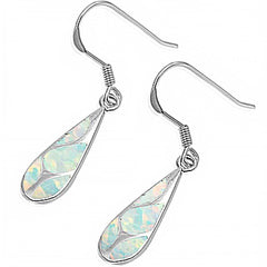 Sterling Silver Dangling White Opal Earrings