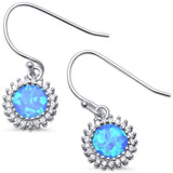 Sterling Silver Lab Created Blue Opal CZ Drop Dangle Earrings with CZ StonesAndWidth 9mm