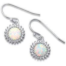 Load image into Gallery viewer, Sterling Silver Lab Created White Opal CZ Drop Dangle Earrings