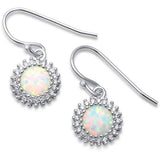 Sterling Silver Lab Created White Opal CZ Drop Dangle Earrings