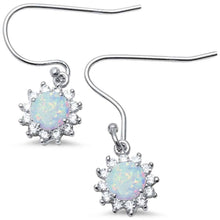 Load image into Gallery viewer, Sterling Silver Halo Lab Created White Opal CZ Drop Dangle .925 EarringsAnd Width 9mm