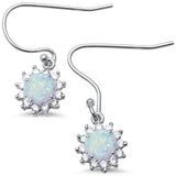 Sterling Silver Halo Lab Created White Opal CZ Drop Dangle .925 EarringsAnd Width 9mm