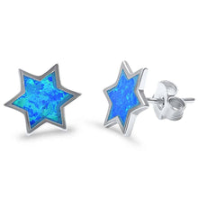 Load image into Gallery viewer, Sterling Silver Cute Blue Opal Star Stud Earrings AndWidth 10mm