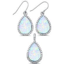 Load image into Gallery viewer, Sterling Silver White Opal &amp; CZ  Pendant And Earring Set