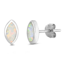 Load image into Gallery viewer, Sterling Silver White Opal Marquise Cut Earrings