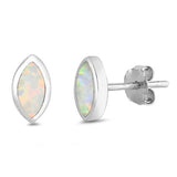 Sterling Silver White Opal Marquise Cut Earrings