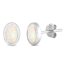 Load image into Gallery viewer, Sterling Silver White Opal Oval Shape Earrings