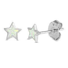 Sterling Silver Cute White Opal Star Stud Earrings