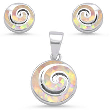 Load image into Gallery viewer, Sterling Silver Pink Opal Swirl Earring and Pendant Set
