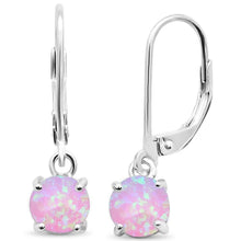Load image into Gallery viewer, Sterling Silver Round Pink Opal Lever Back Earrings