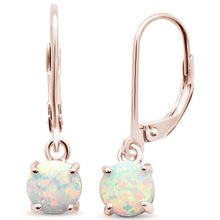 Load image into Gallery viewer, Sterling Silver Rose Gold Plated Round White Opal Lever Back Earrings - silverdepot