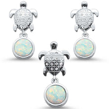 Load image into Gallery viewer, Sterling Silver White Opal Ad CZ Turtle Earring And Pendant Set