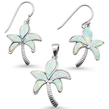 Load image into Gallery viewer, Sterling Silver White Opal Palm Tree Earring and Pendant Set