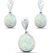 Load image into Gallery viewer, Sterling Silver Oval White Opal Dangle Earring And Pendant Set