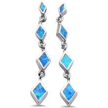 Load image into Gallery viewer, Sterling Silver Dangling Blue Opal Earrings