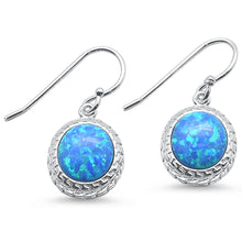 Load image into Gallery viewer, Sterling Silver Oval Blue Opal Design Earrings