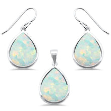 Load image into Gallery viewer, Sterling Silver Pear White Opal Pendant and Earring Set - silverdepot