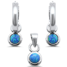 Load image into Gallery viewer, Sterling Silver Blue Opal Dangling Pendant And Earrings Set