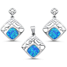 Load image into Gallery viewer, Sterling Silver New Blue Opal Pendant And Earring Set