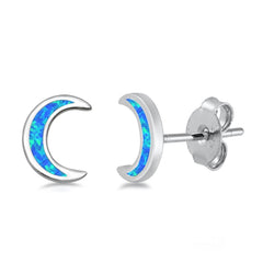 Sterling Silver Blue Opal Moon Earrings