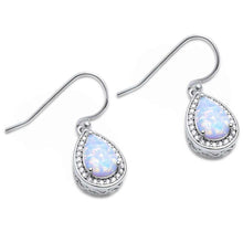 Load image into Gallery viewer, Sterling Silver Pear Shape White Opal &amp; Cubic Zirconia Earrings