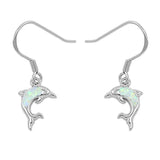 Sterling Silver White Opal Dolphin Dangle Earring