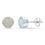 Sterling Silver White Opal Bezel Stud Earring