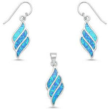 Load image into Gallery viewer, Sterling Silver Blue Opal Swirl Dangling Earring and Pendant Set