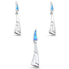 Load image into Gallery viewer, Sterling Silver Blue Opal Filigree Dangling Earring and Pendant Set