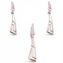 Load image into Gallery viewer, Sterling Silver Rose Gold Plated Pink Opal Filigree Dangling Earring and Pendant Set
