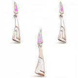 Sterling Silver Rose Gold Plated Pink Opal Filigree Dangling Earring and Pendant Set