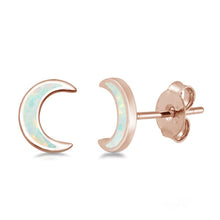 Load image into Gallery viewer, Sterling Silver Rose Gold Plated White Opal Moon Earrings - silverdepot