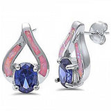 Sterling Silver Pink Opal and Tanzanite Earrings