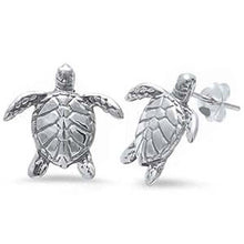 Load image into Gallery viewer, Sterling Silver Plain Turtle EarringsAnd Width 17mmAnd Height 16mm