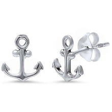 Load image into Gallery viewer, Sterling Silver Plain Anchor EarringsAnd Width 9mm